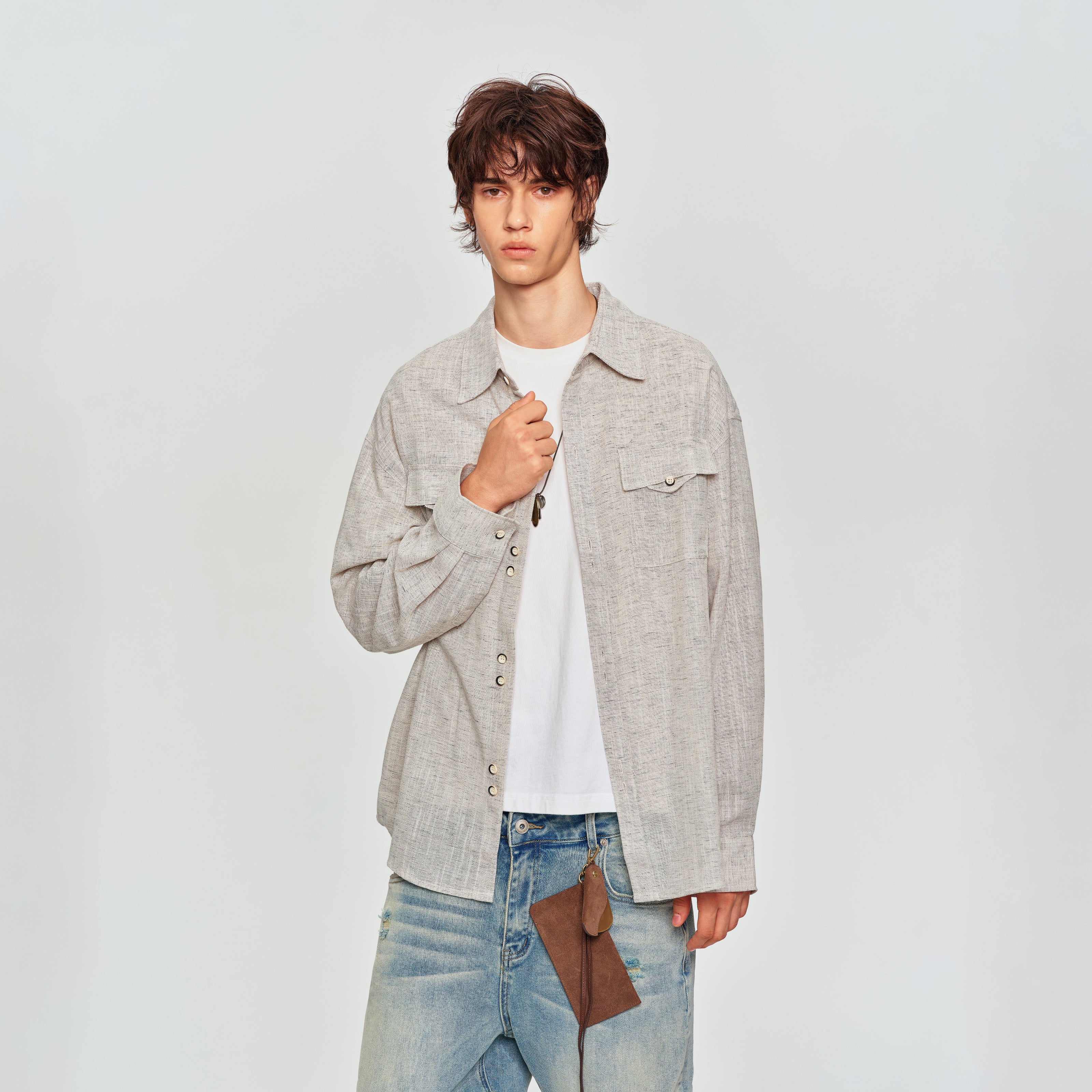 MADWITCH LINEN-BLEND TWO-POCKET SHIRT #880953