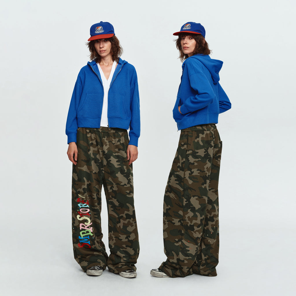 MADWITCH GRAFFITI CAMO-PRINT WIDE-LEG LOUNGE PANTS #C1062