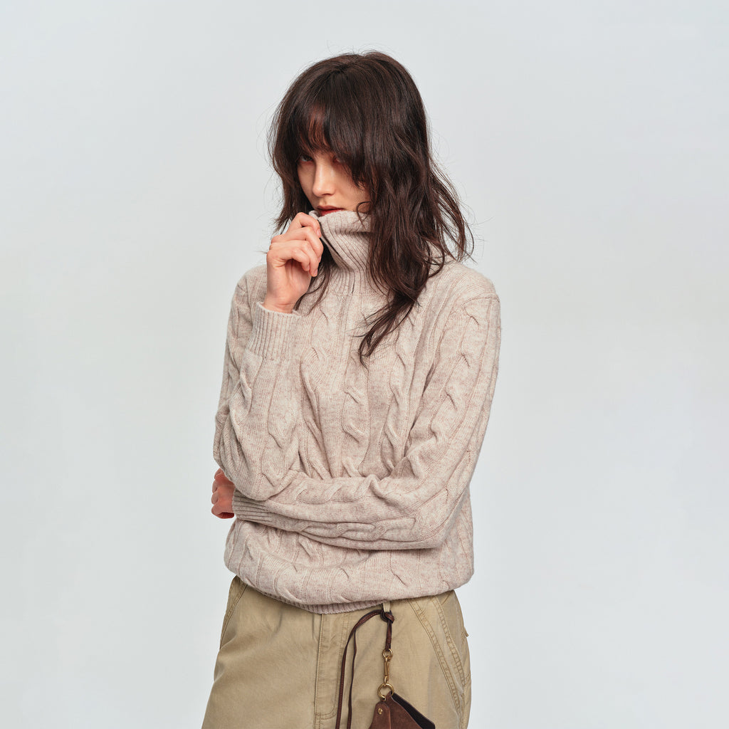 MADWITCH HALF-ZIP CABLE-KNIT WOOL-BLEND SWEATER #11809