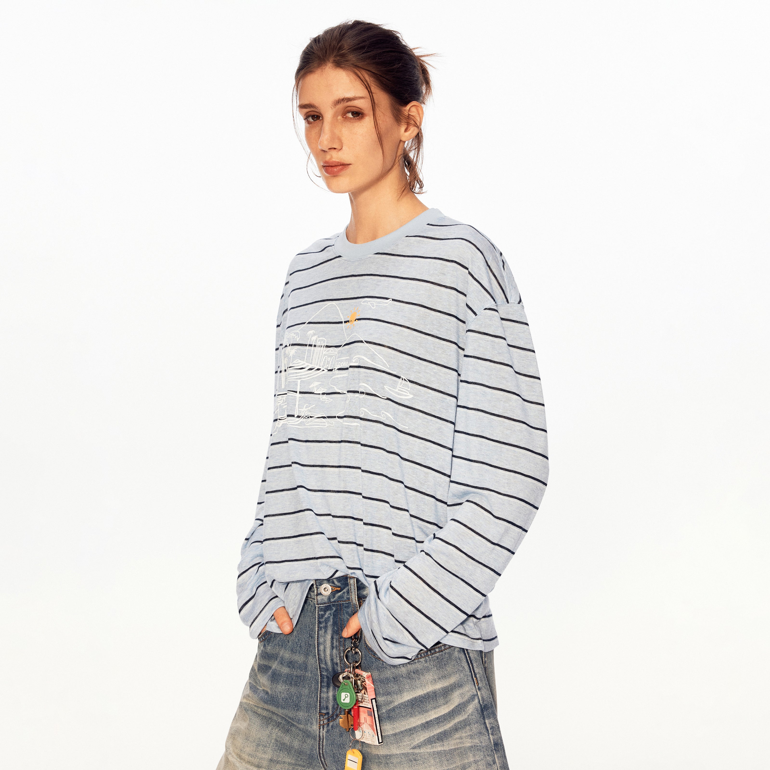 MADWITCH VINTAGE STRIPE SHEER TEE #991291