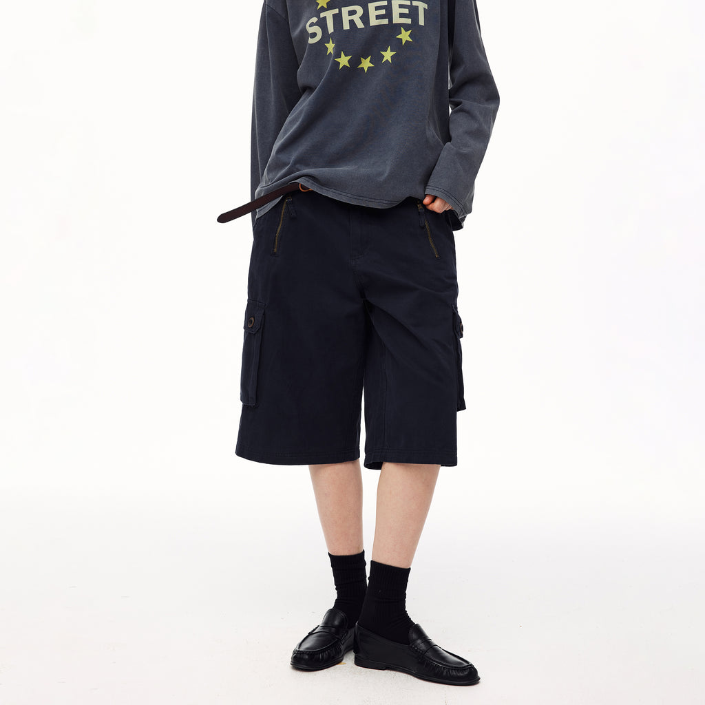 MADWITCH VINTAGE ZIP-POCKET CARGO CAPRI PANTS #A633