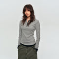 MADWITCH CONTRAST LAYERED RIB-KNIT HENLEY TOP #DD3422