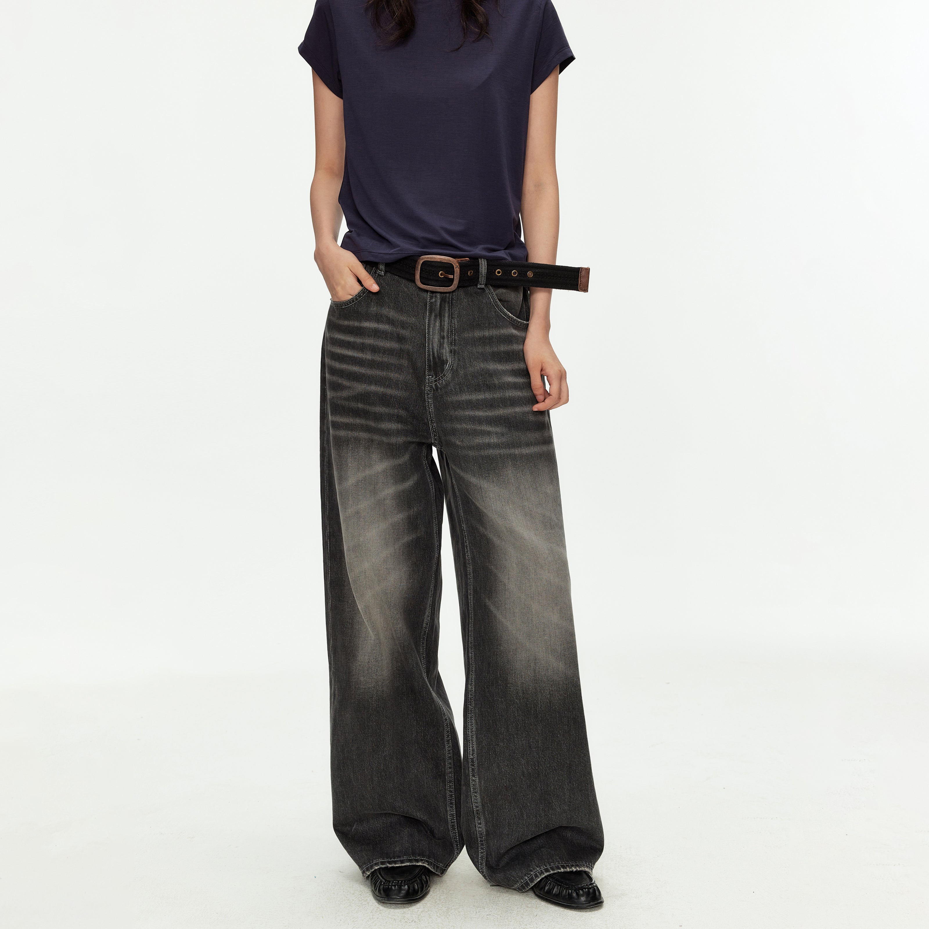MADWITCH VINTAGE WASHED GRADIENT WIDE JEANS #GPC9805