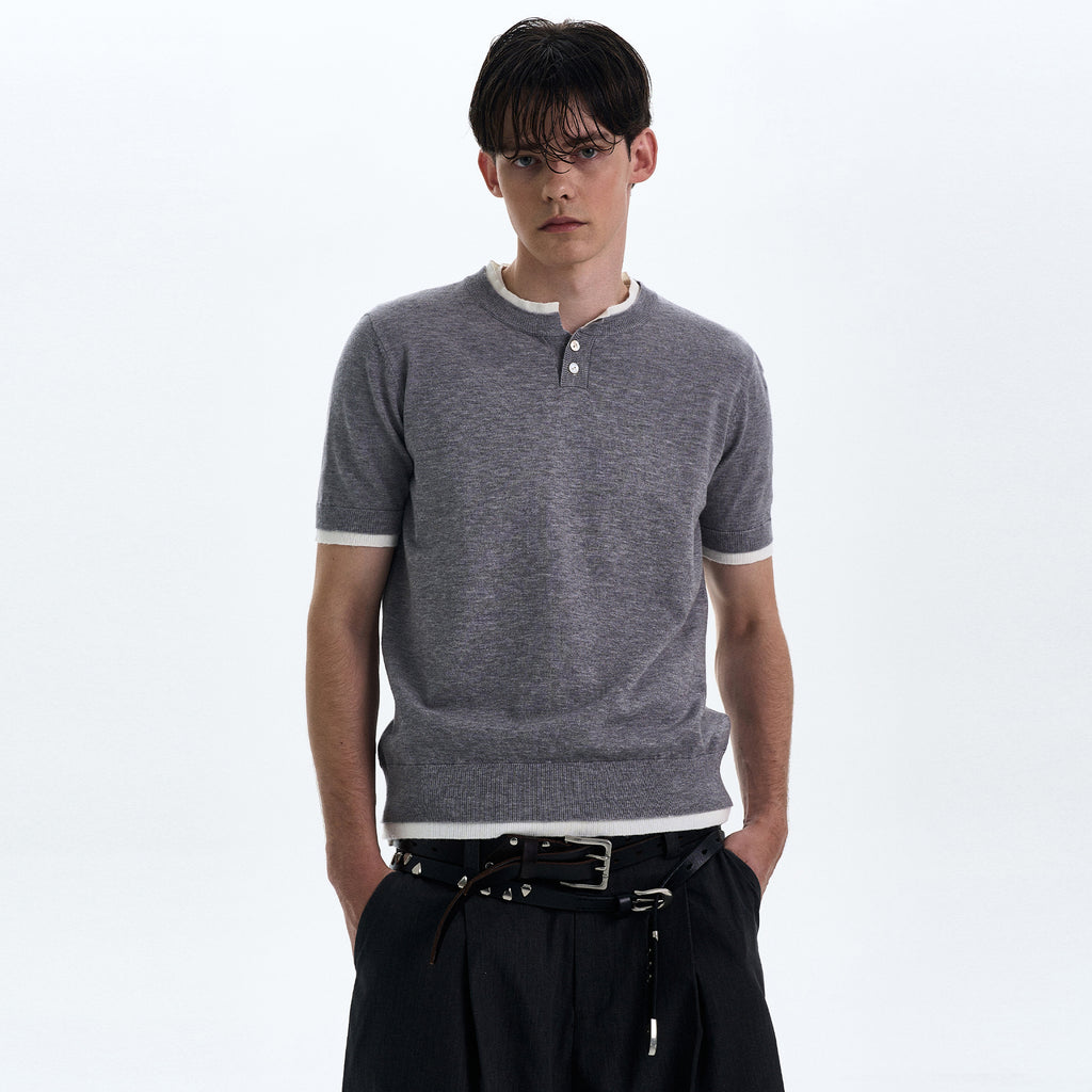 MADWITCH COLORBLOCK KNIT SHORT SLEEVE SHIRT #LX3027