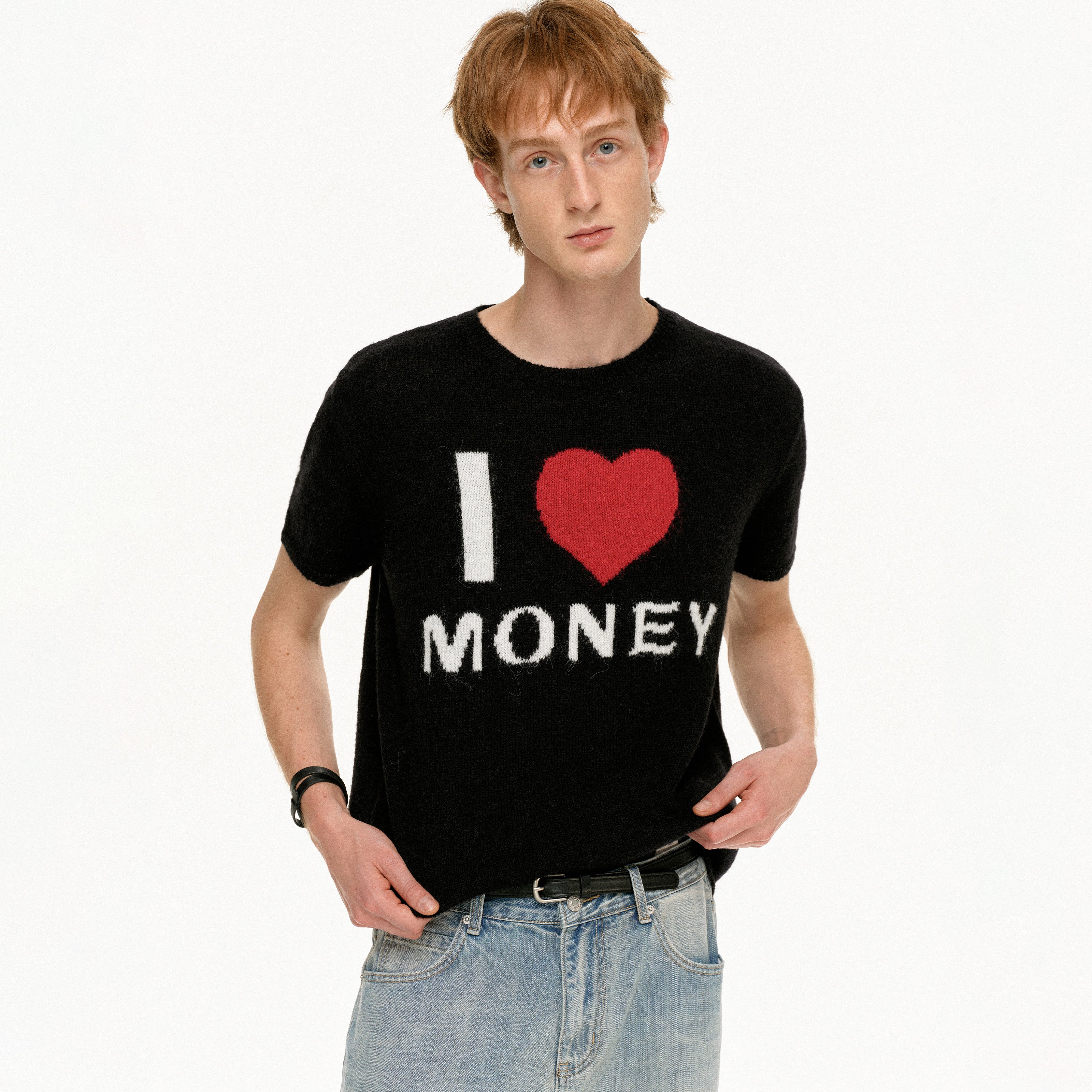 MADWITCH VINTAGE HEART KNIT TEE #MY617