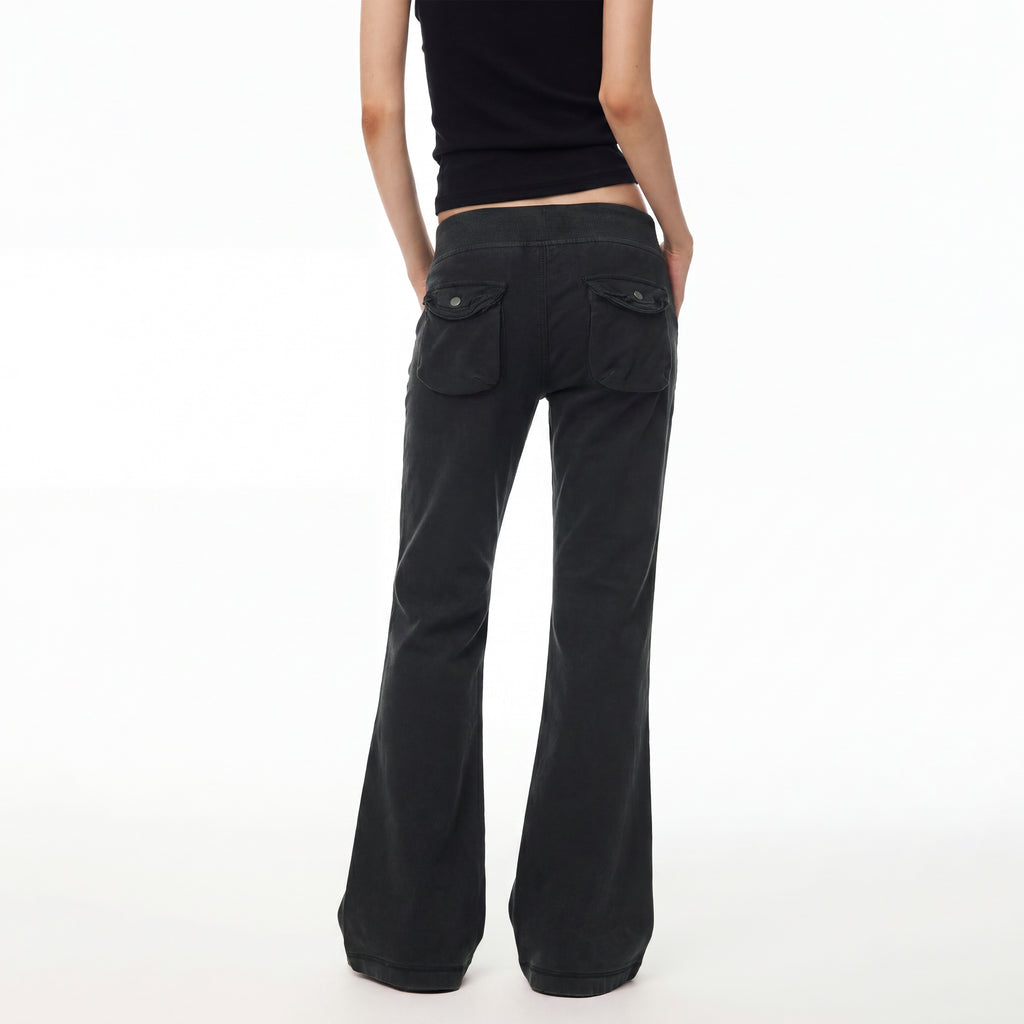 MADWITCH WASHED DISTRESSED MULTI-POCKET FLARE SWEATPANTS #CN61065