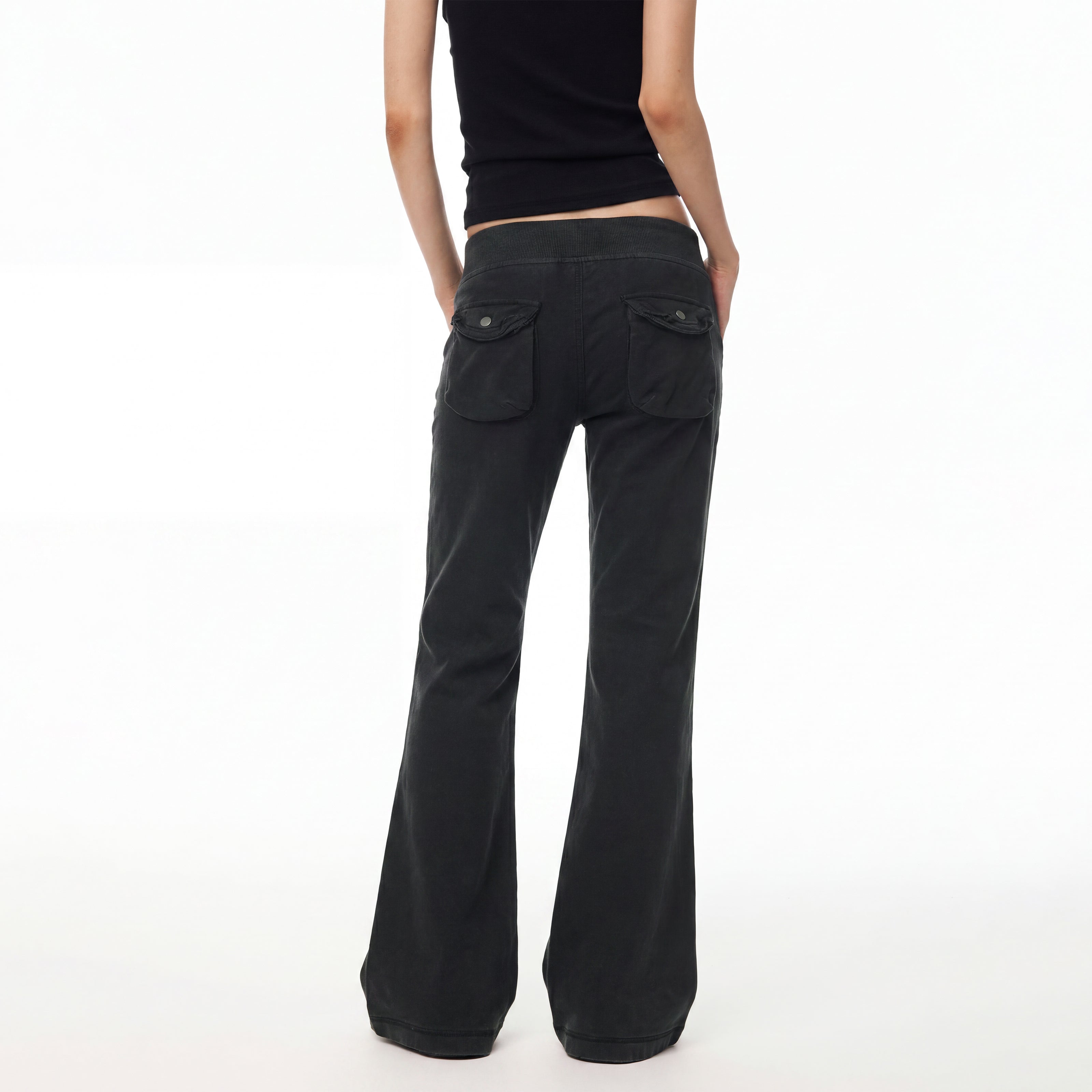 MADWITCH WASHED DISTRESSED MULTI-POCKET FLARE SWEATPANTS #CN61065
