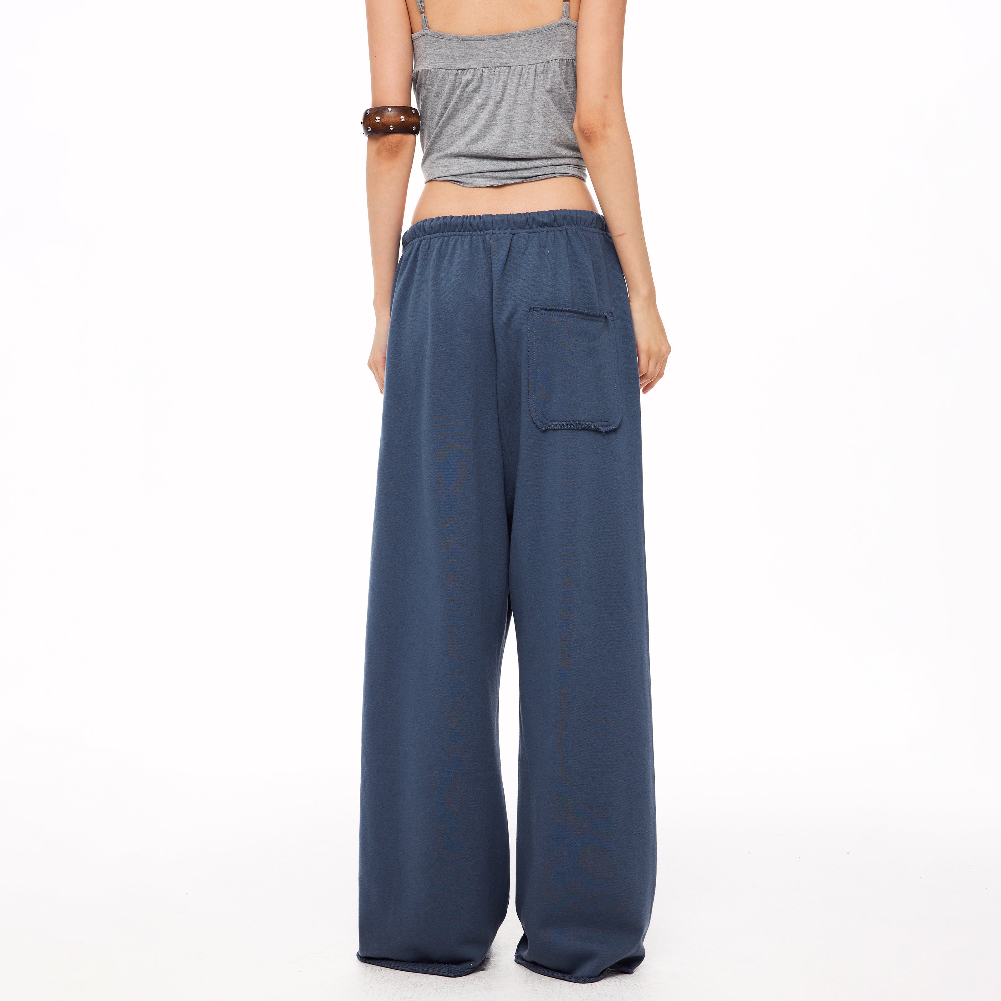 MADWITCH DRAWSTRING MIRROR-DISK WIDE-LEG SWEATPANTS #CK61067