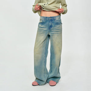 MADWITCH SLUB-WASHED WIDE-LEG JEANS #GPCN9856