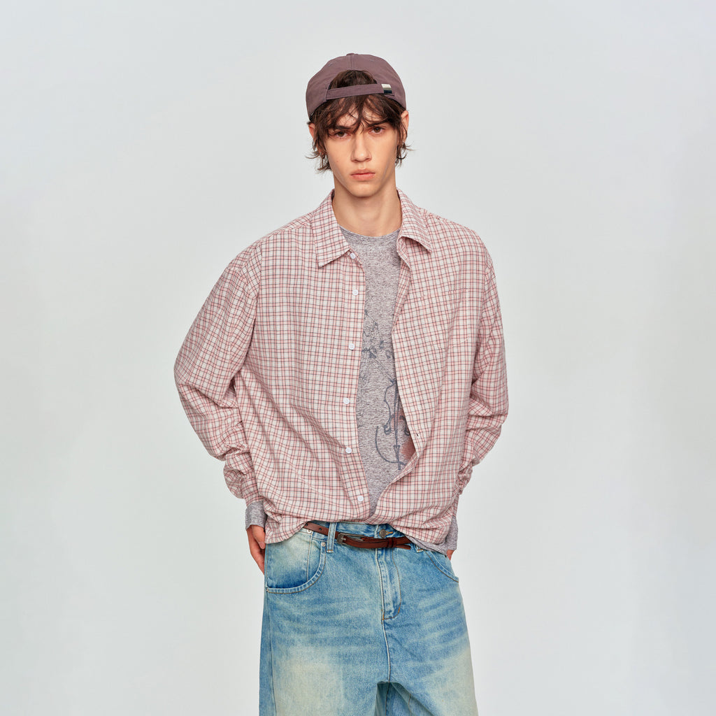 MADWITCH DRAWSTRING PLAID SHIRT #RC153