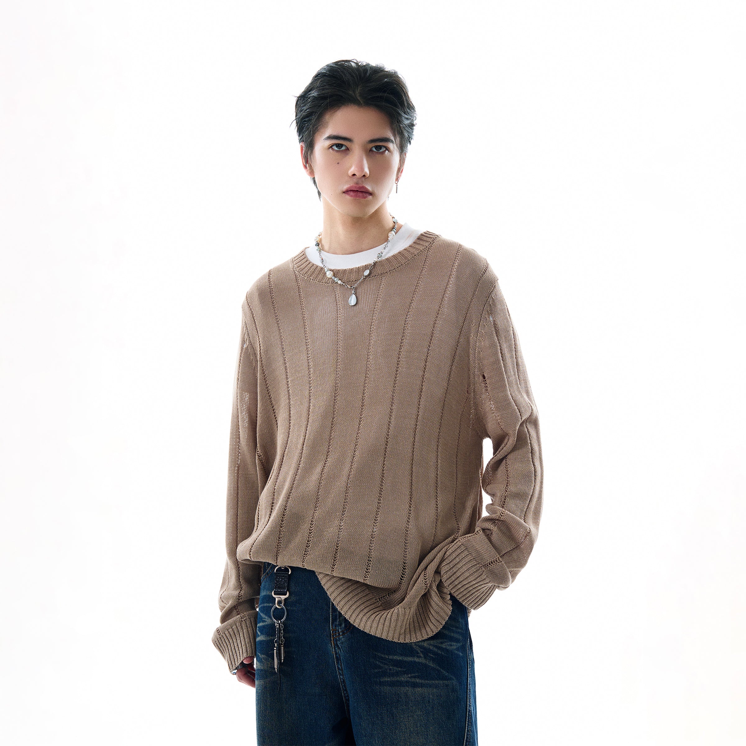 MADWITCH HOLLOW-OUT KNITTED LONG SLEEVE #81177