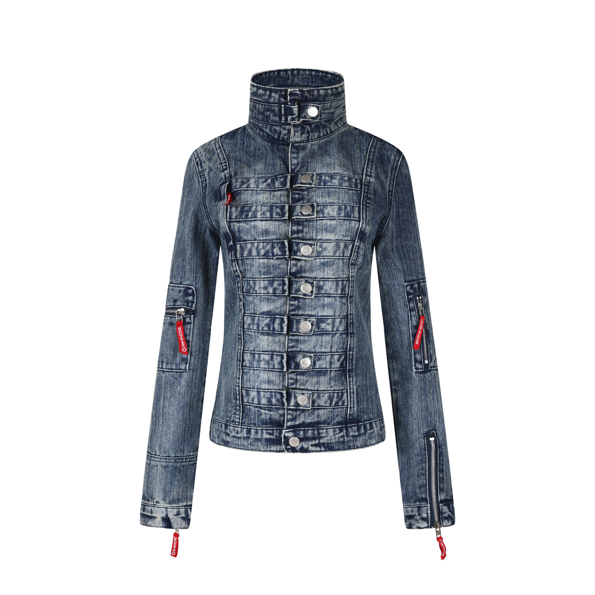 MADWITCH NAPOLEON-BUTTON WASHED CROPPED DENIM JACKET #2026126