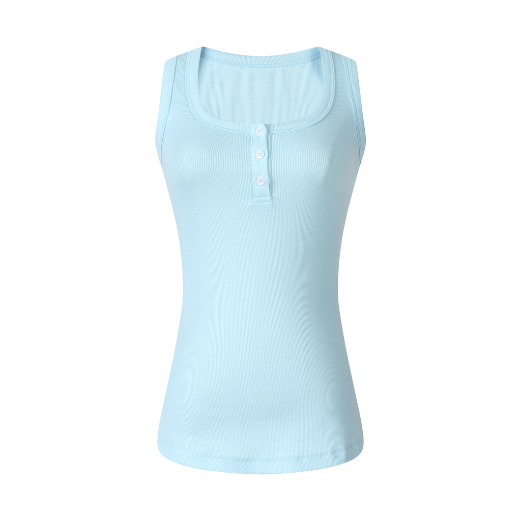 MADWITCH MINIMALIST U-NECK CROPPED RIBBED TANK TOP #C2026329