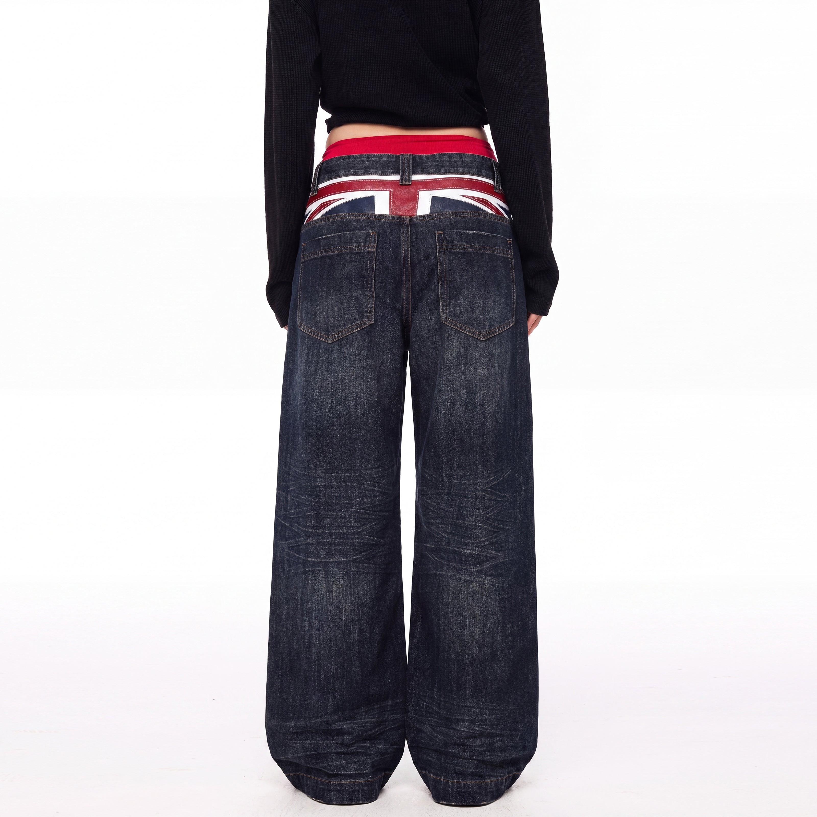MADWITCH VINTAGE UNION JACK EMBROIDERED JEANS #L2026520