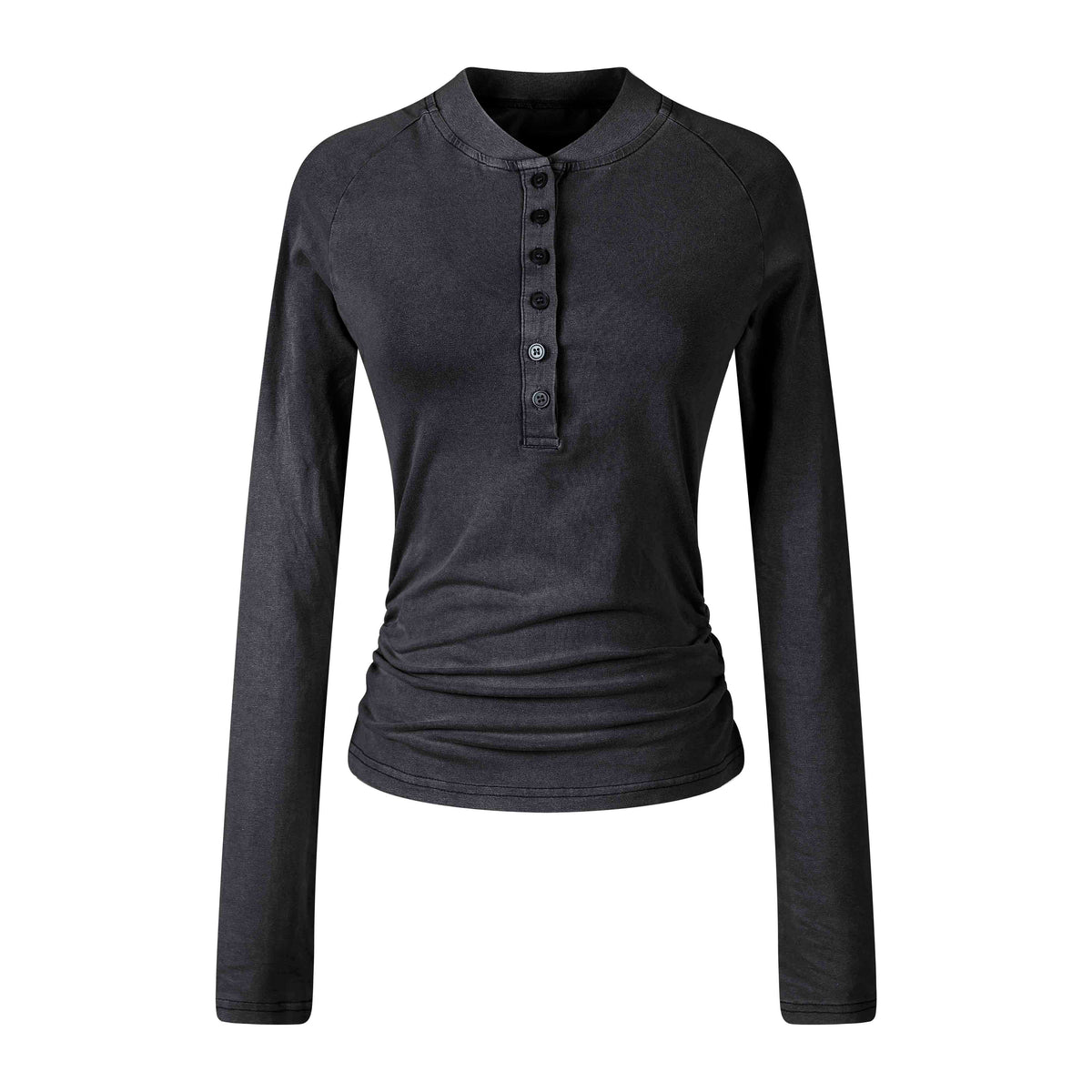 MADWITCH WASHED RAGLAN CROPPED HENLEY TOP #2026713