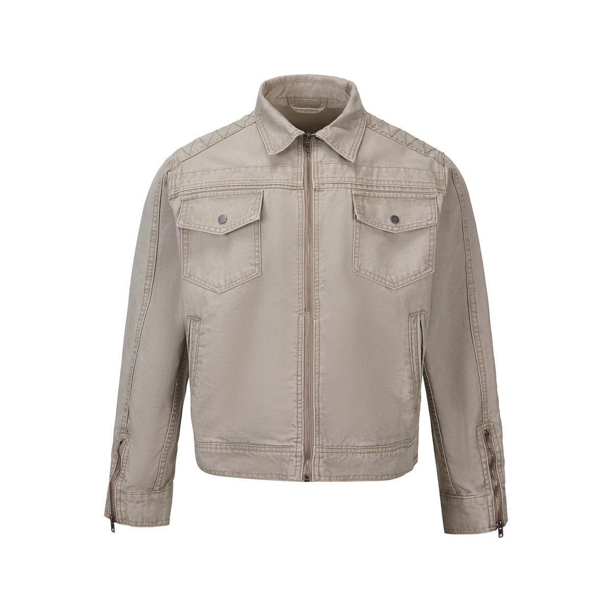 MADWITCH WASHED DISTRESSED COLLARED CROPPED DENIM JACKET #DY3016