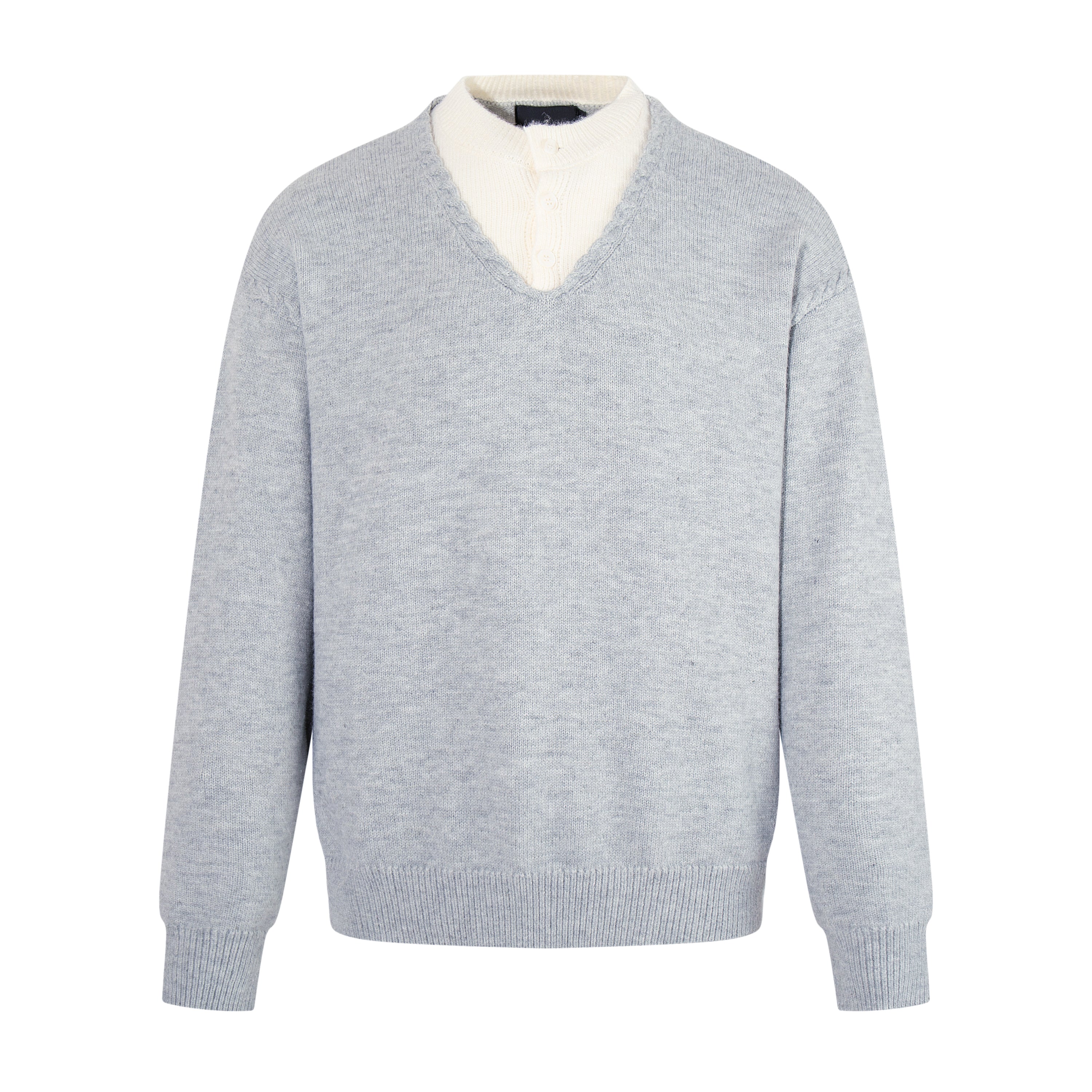 MADWITCH LAYERED HENLEY KNIT SWEATER #AW26832