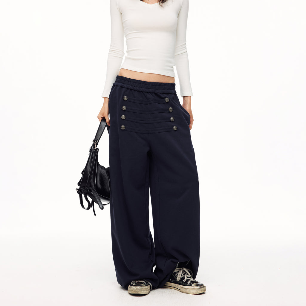 MADWITCH VINTAGE PALACE BUTTONED WIDE-LEG SWEATPANTS #L2026630