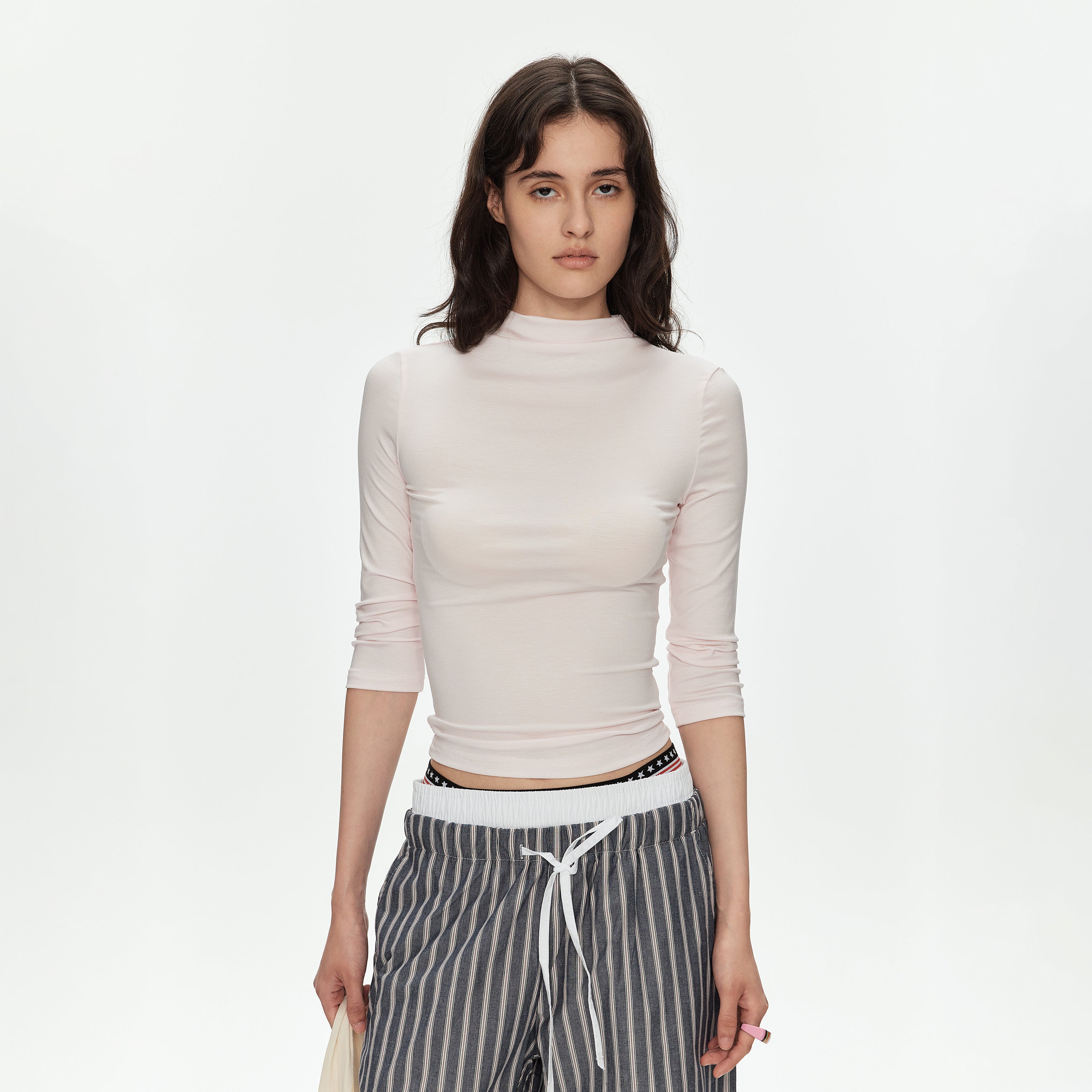 MADWITCH LYOCELL MOCK NECK TEE TOP #TC139N