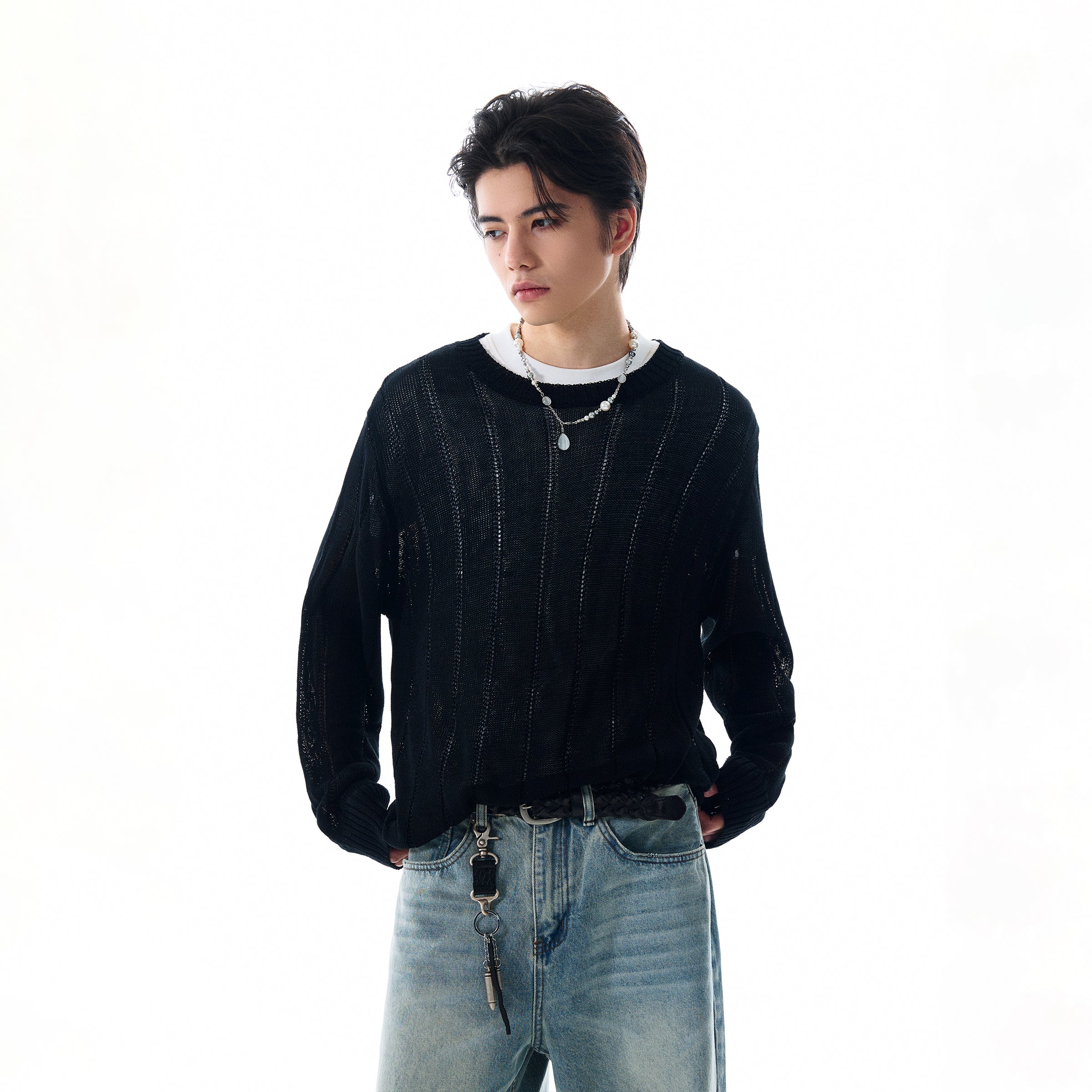 MADWITCH HOLLOW-OUT KNITTED LONG SLEEVE #81177