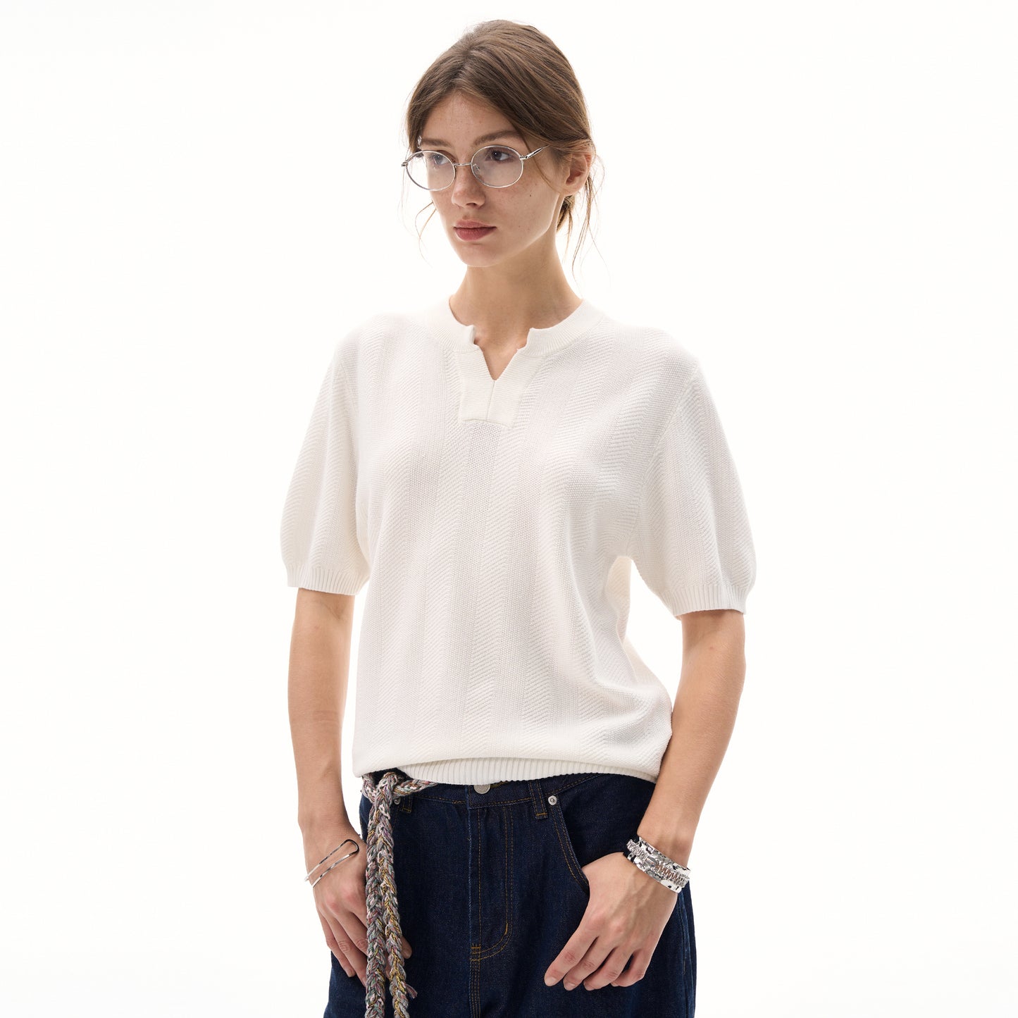 MADWITCH CLEAN FIT KNIT T-SHIRT #M6113