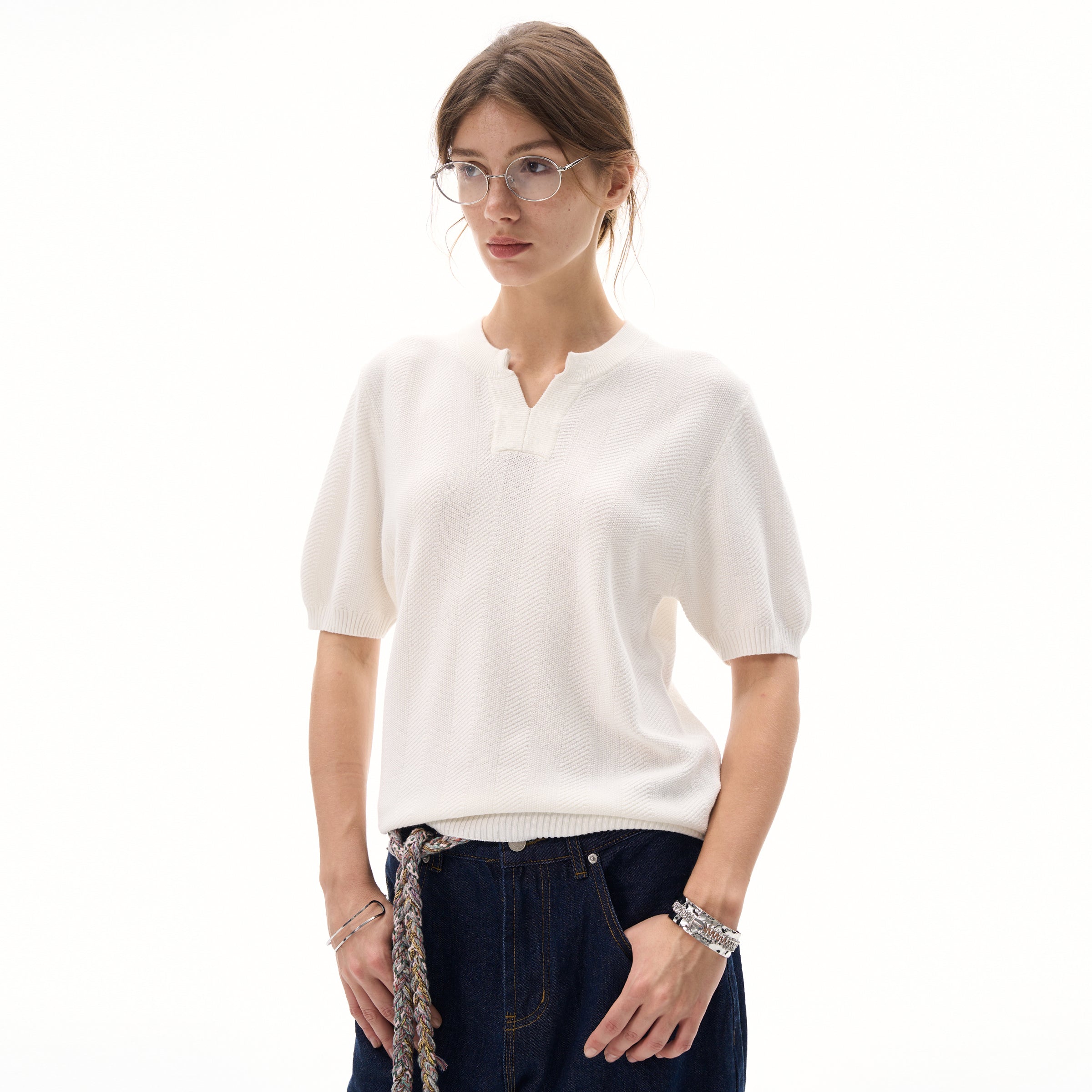 MADWITCH CLEAN FIT KNIT T-SHIRT #M6113