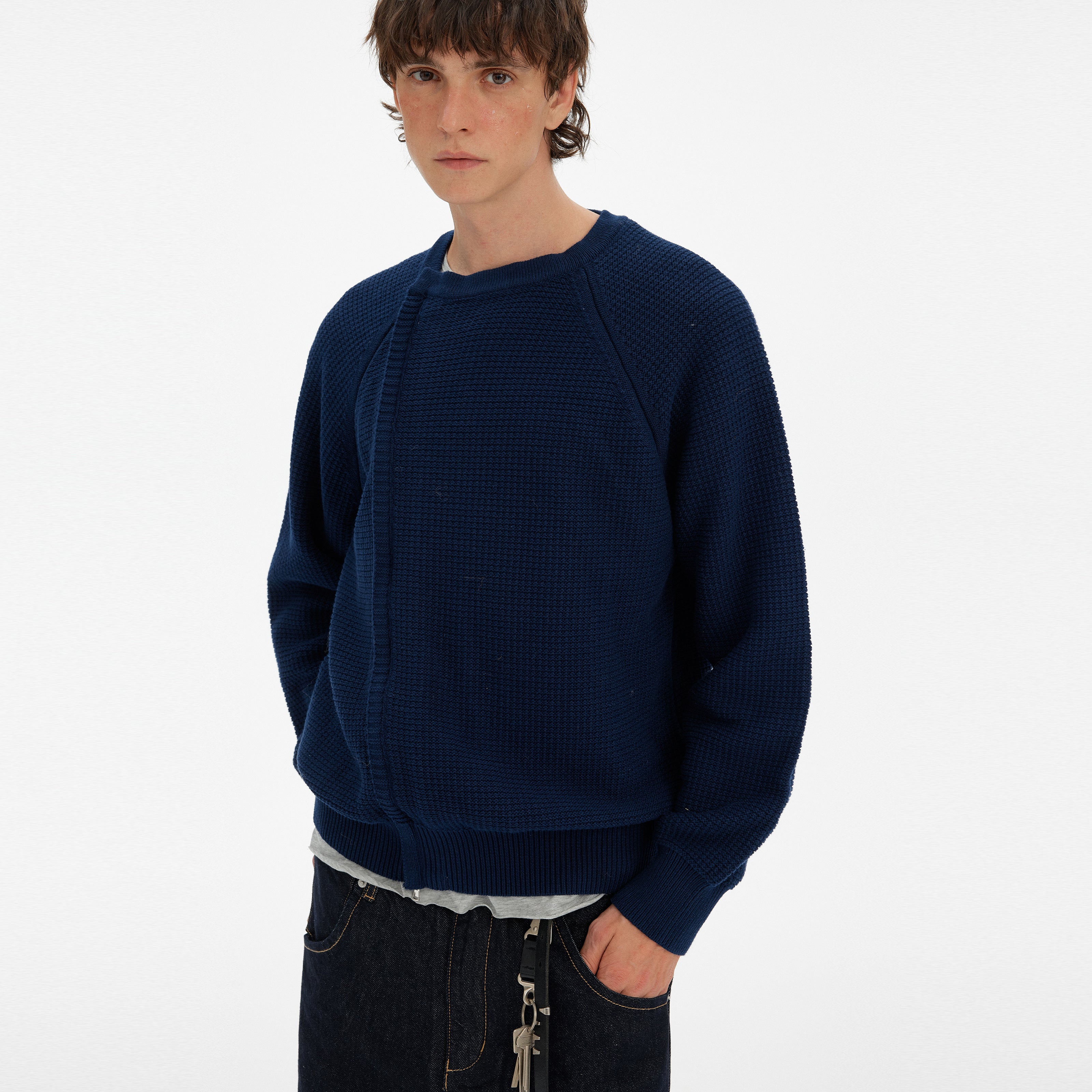 MADWITCH RETRO PATCHWORK CREW SWEATER #YH25011