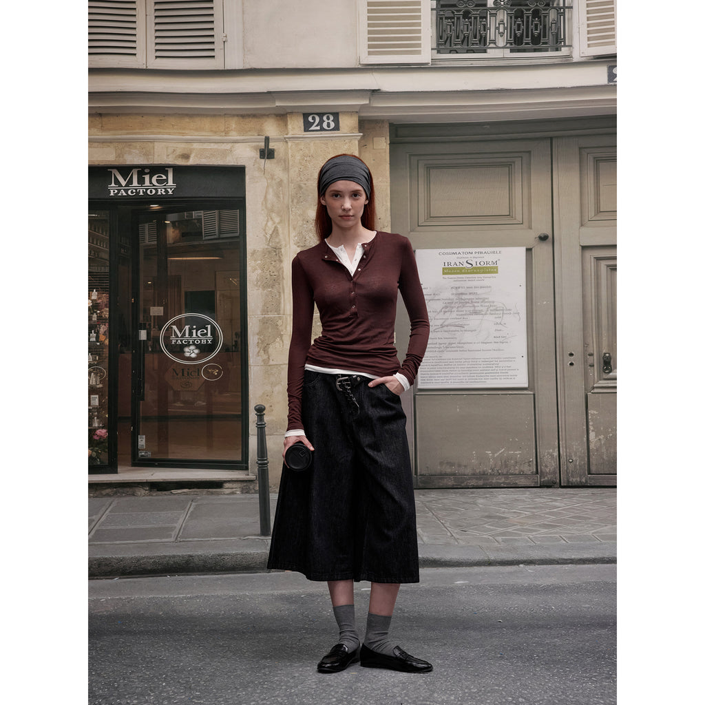 MADWITCH DOUBLE LAYER BUTTON SHIRT #G1439