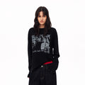 MADWITCH PUNK DISTRESSED WAFFLE-KNIT GRAPHIC T-SHIRT #N2195