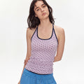 MADWITCH CONTRAST POLKADOT CRUNCHED TANK TOP #G26428