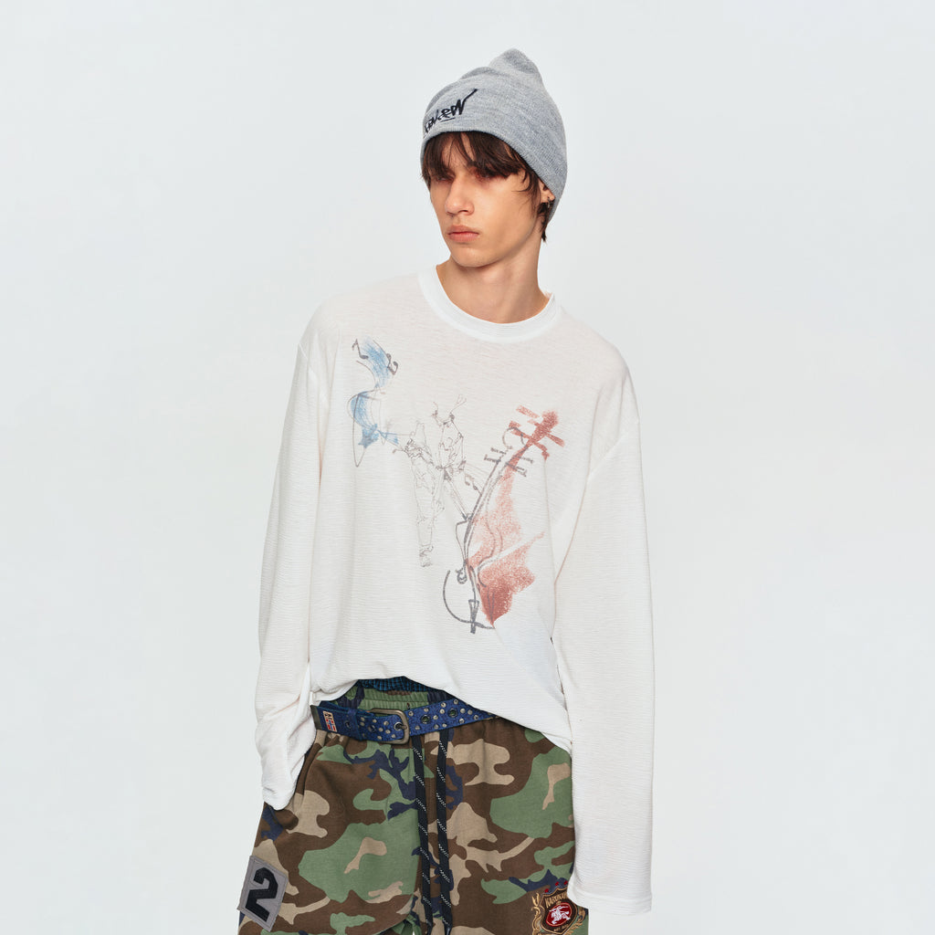 MADWITCH VIOLIN GRAPHIC LONG TEE #2605TX7036