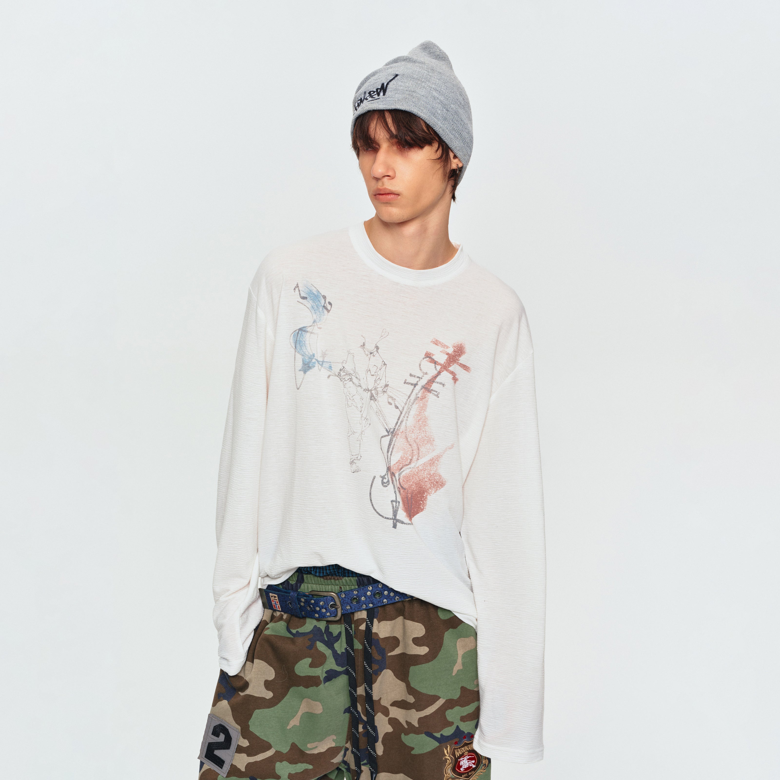 MADWITCH VIOLIN GRAPHIC LONG TEE #2605TX7036