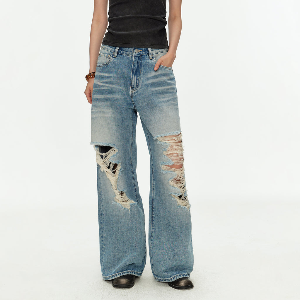 MADWITCH CROSS STUD DISTRESSED JEANS #MC2609