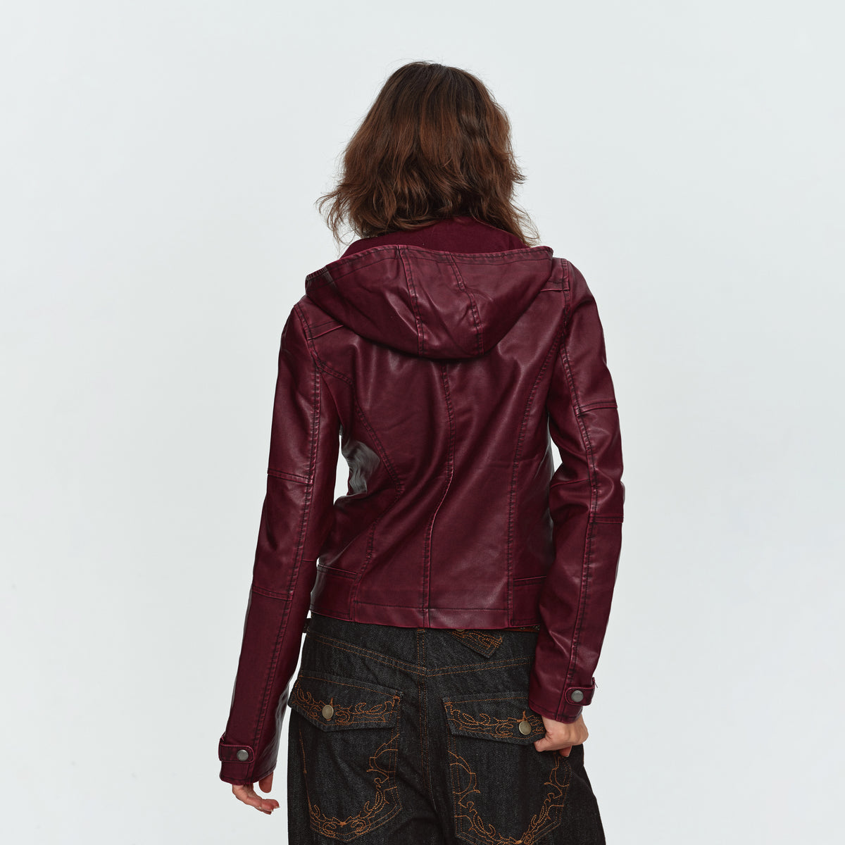 MADWITCH WASHED PU HOODED JACKET #L2026579