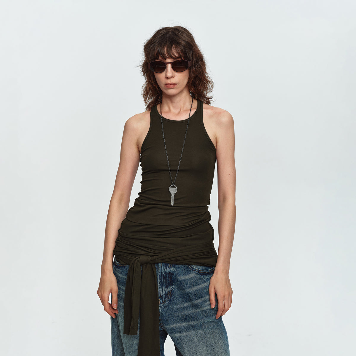 MADWITCH OFF-SHOULDER TWO-PIECE CROPPED LYOCELL TOP #C2026366