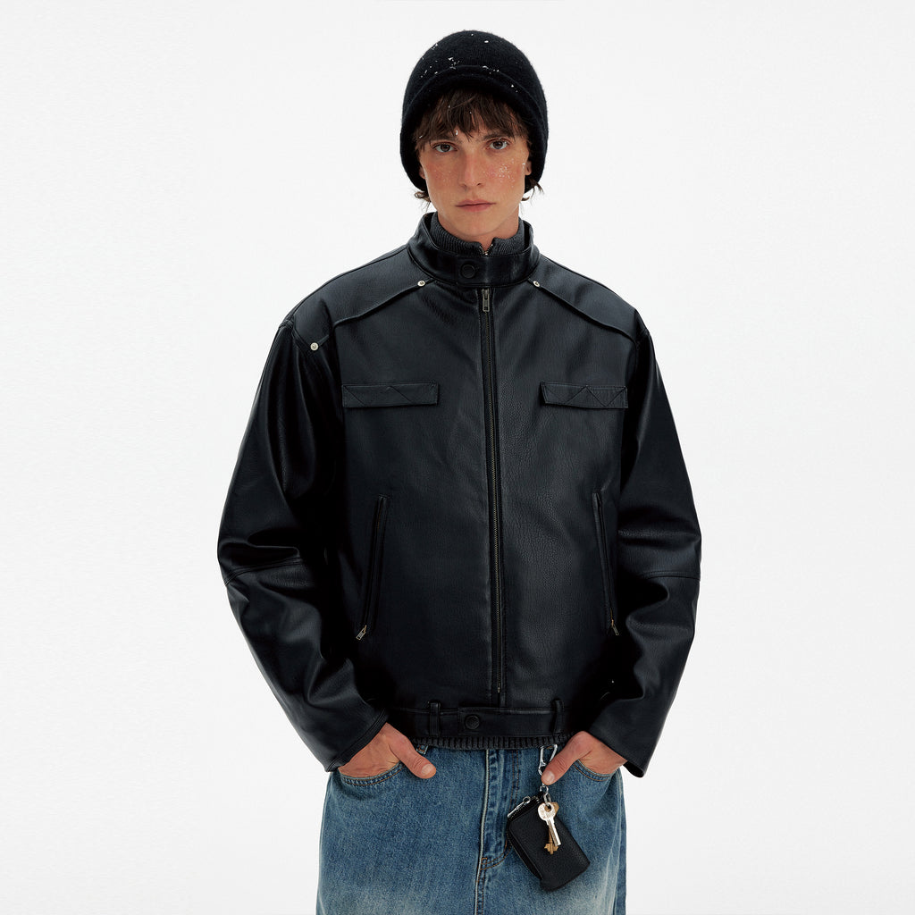 MADWITCH DECONSTRUCTED PU BIKER DOWN JACKET #YR001