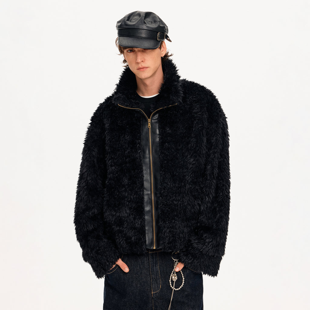 MADWITCH PATCHWORK SHEARLING COLLAR JACKET #256152