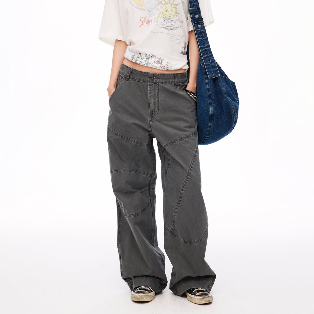MADWITCH DECONSTRUCTED EMBROIDERED WASHED CARGO TROUSERS #CK3653