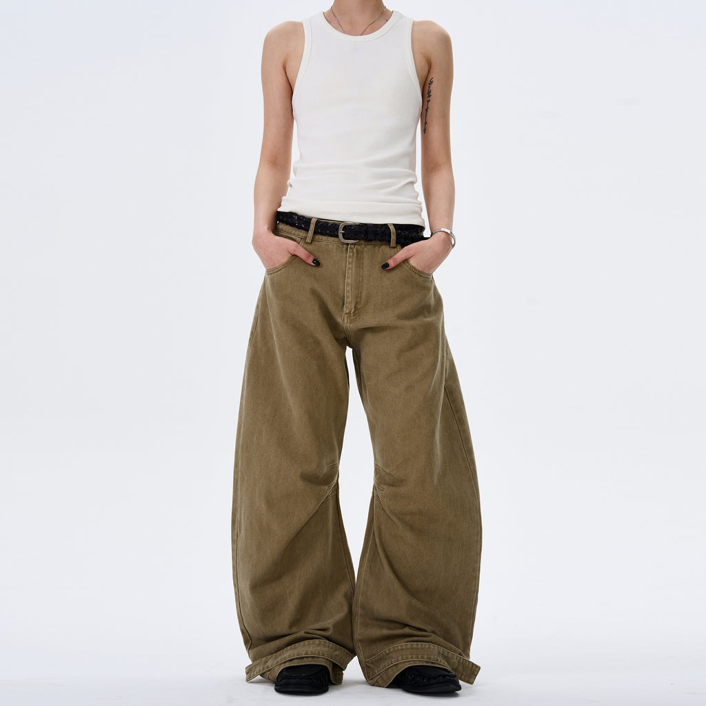 MADWITCH WIDE-LEG BEND-DESIGN JEANS #L4803