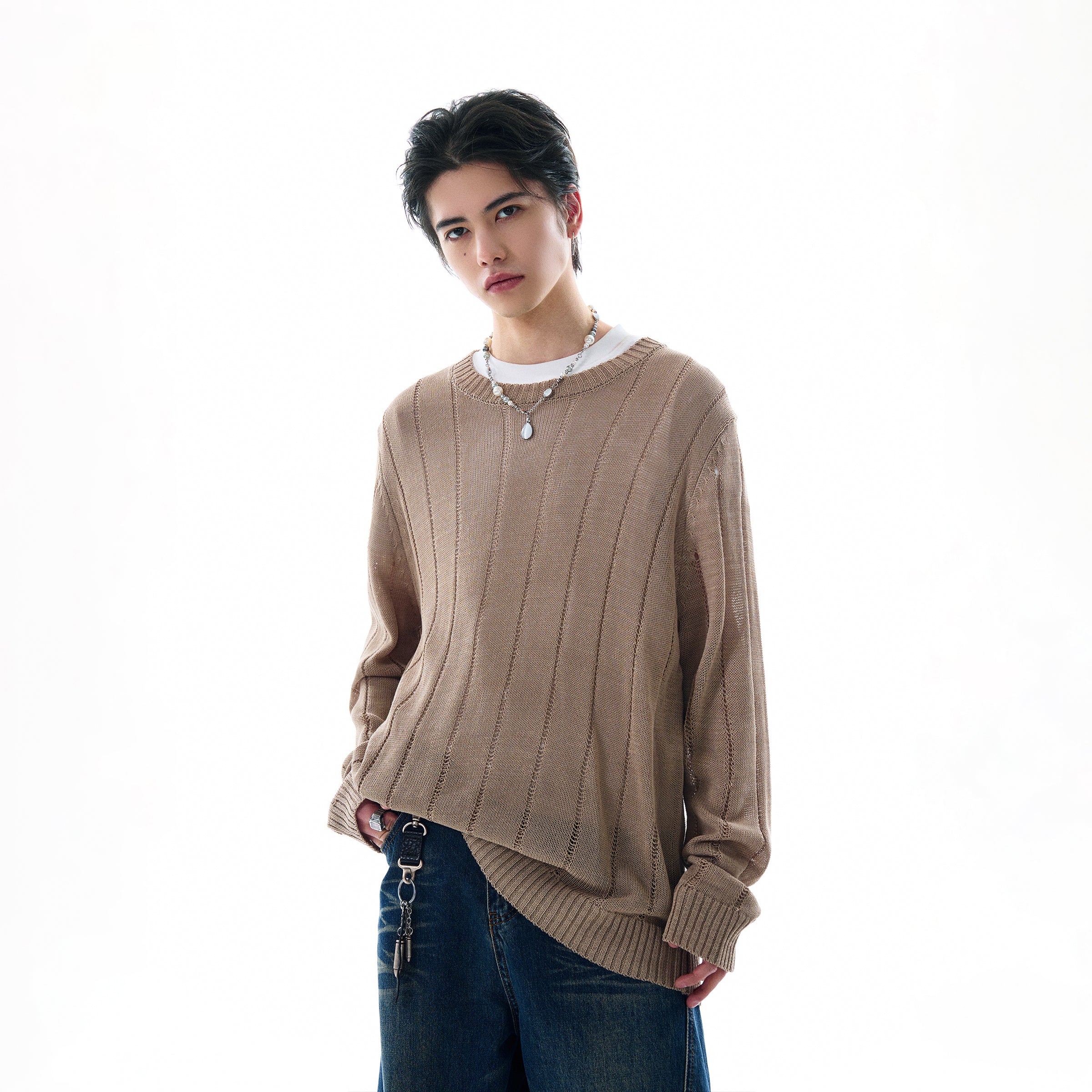 MADWITCH DISTRESSED KNIT SWEATER #81177