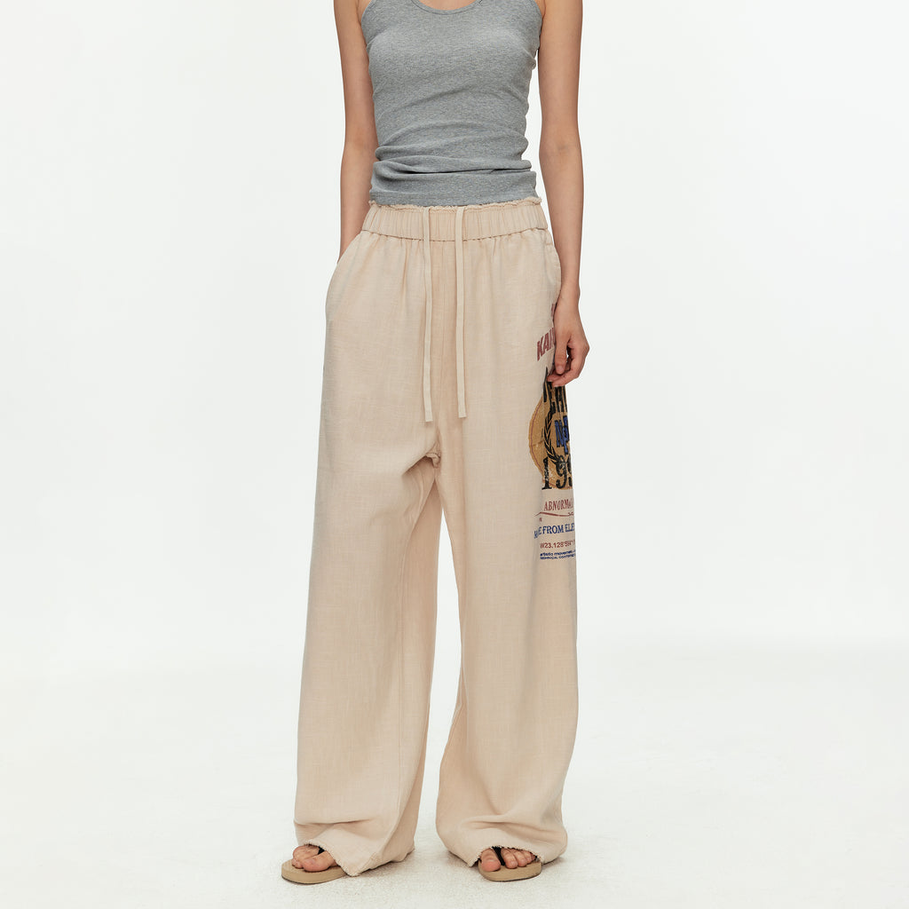 MADWITCH PRINTED LINEN DRAWSTRING PANTS #CK61035