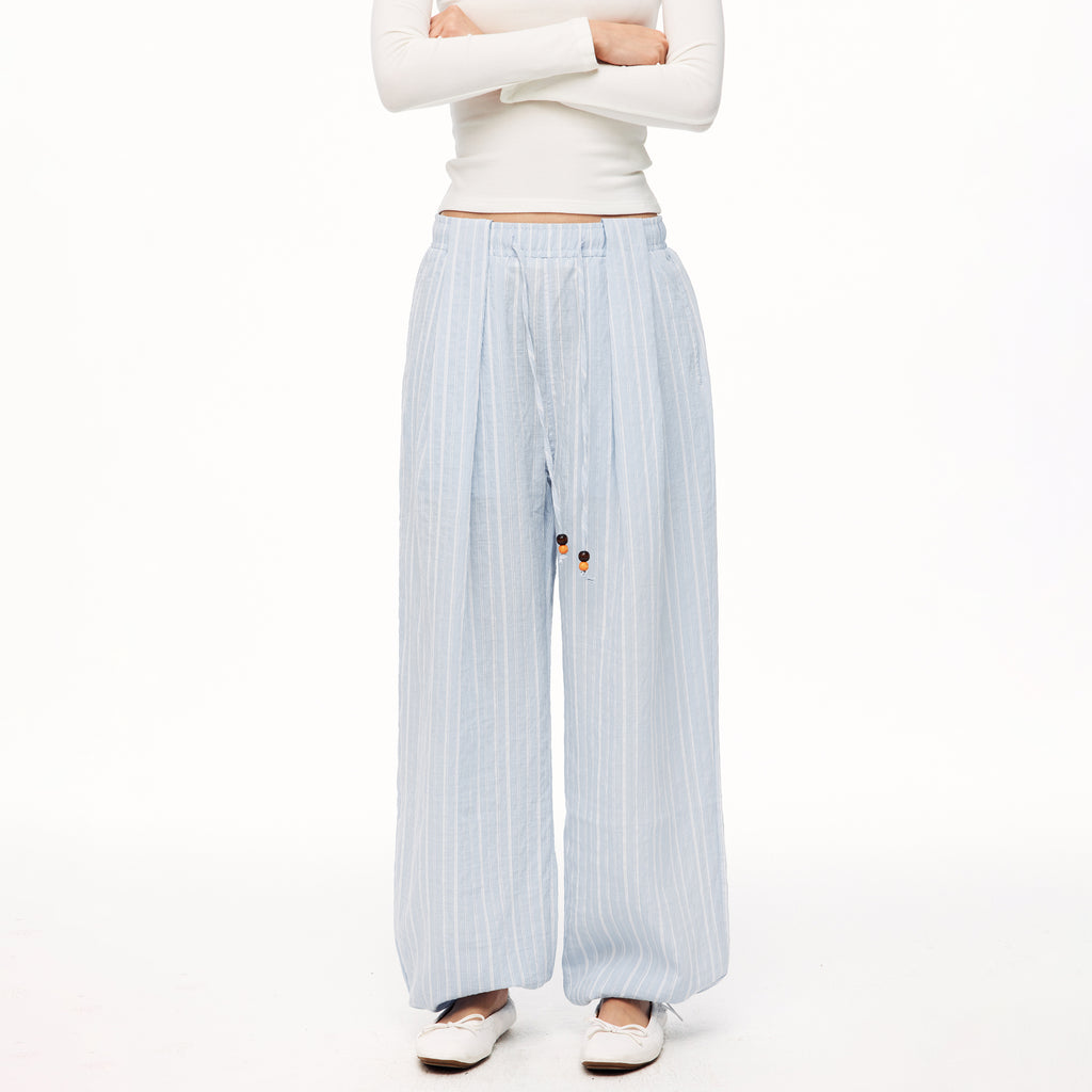 MADWITCH STRIPED LYOCELL-BLEND WIDE-LEG PANTS #CK61030