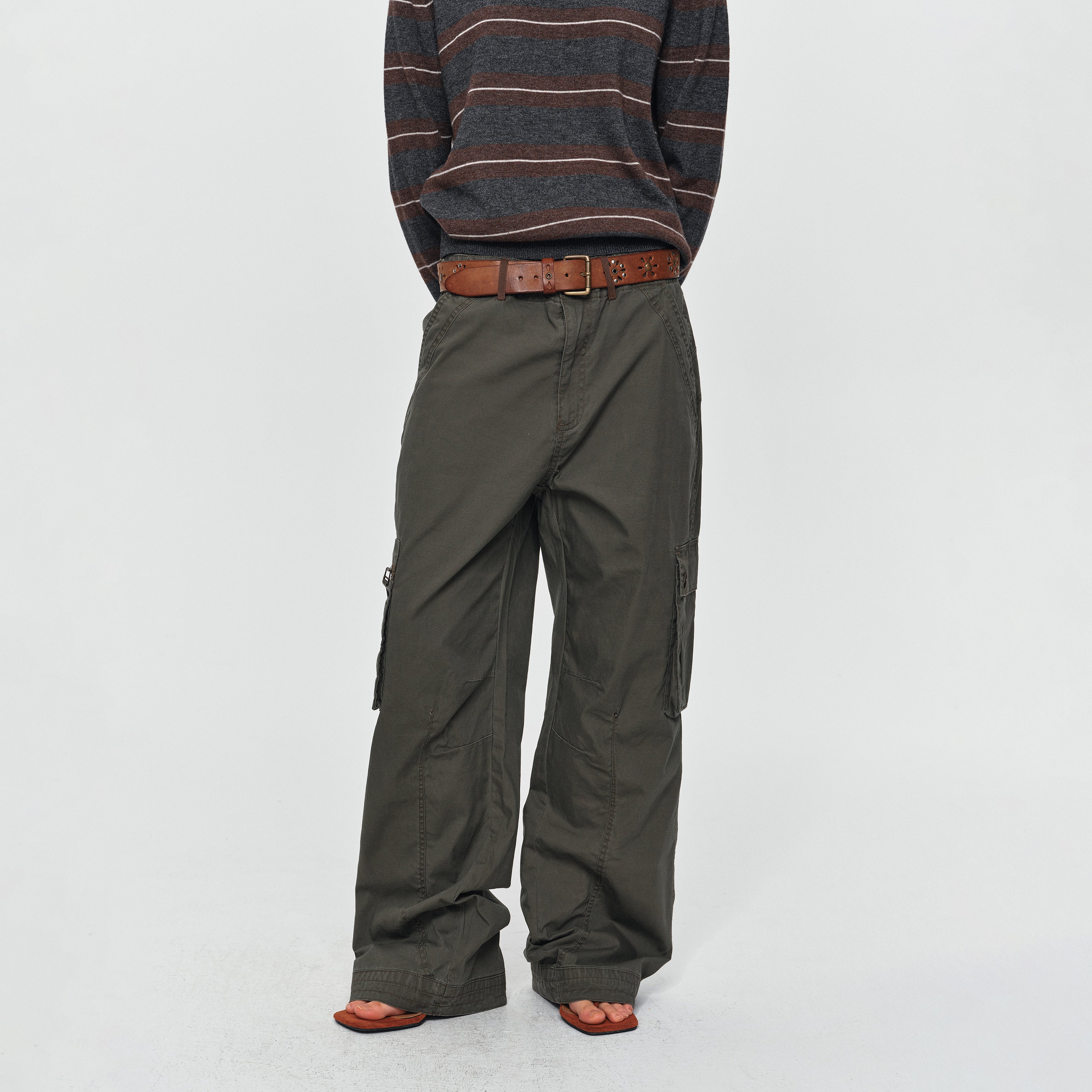 MADWITCH PANELED MULTI-POCKET CARGO PANTS #CK61019
