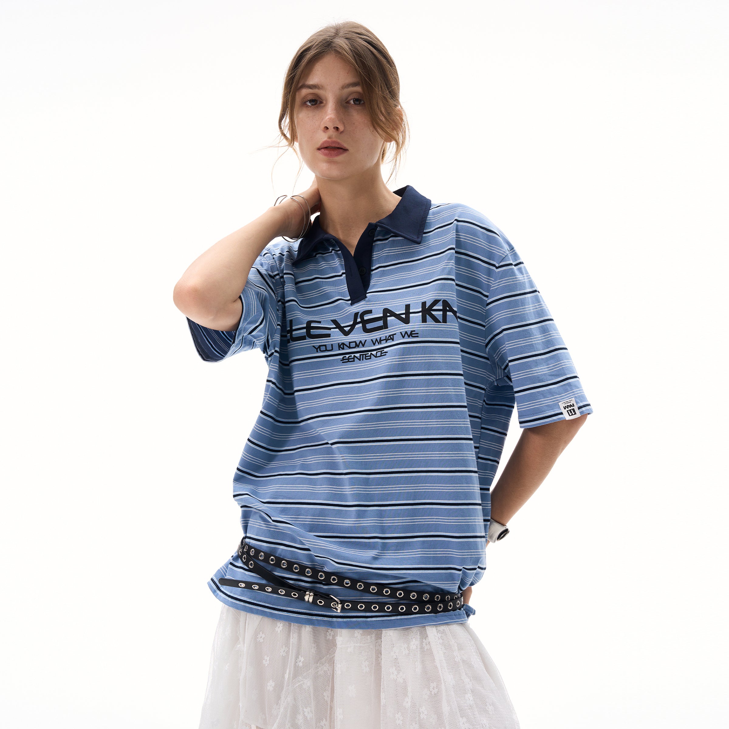 MADWITCH STRIPED POLO T-SHIRT #TH78