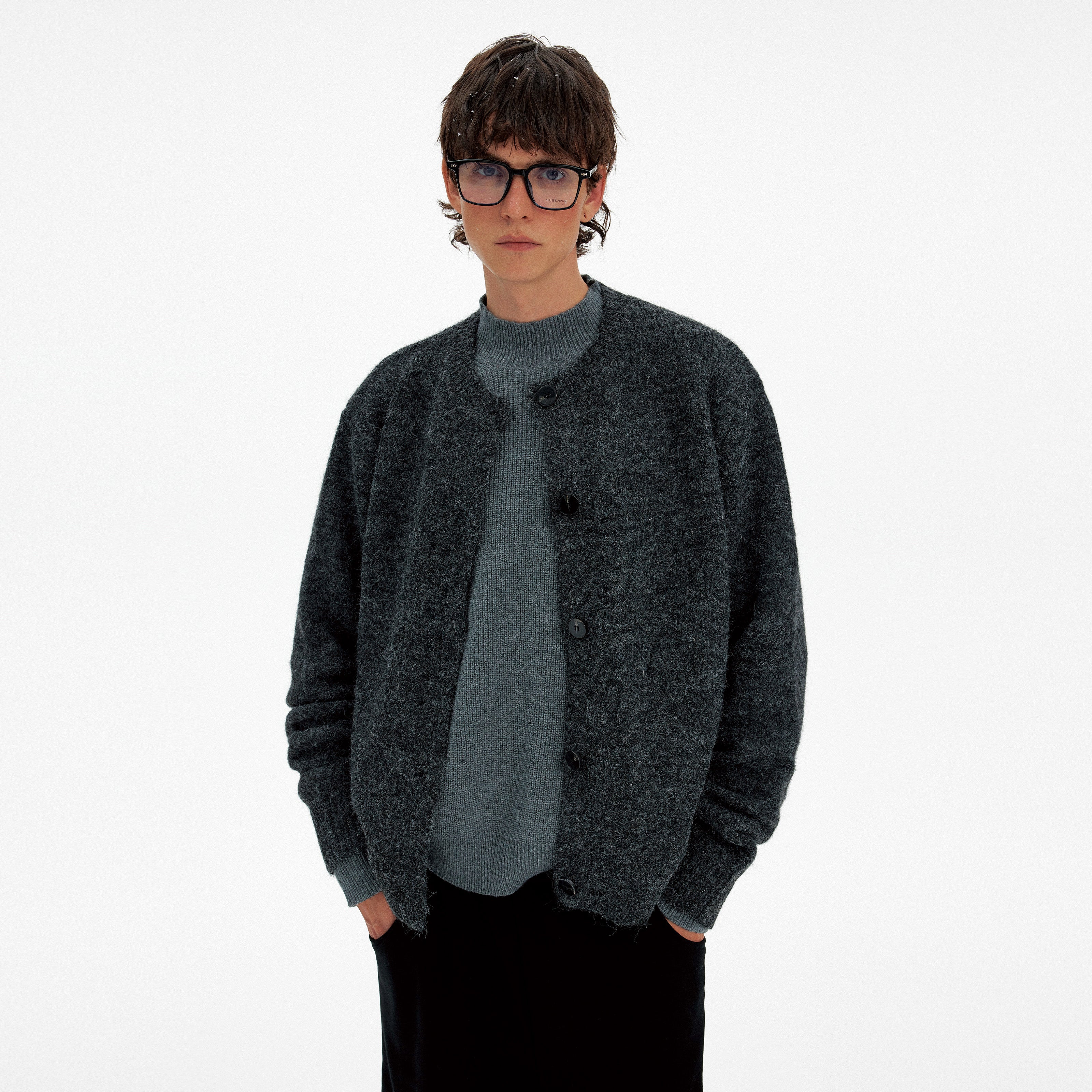 MADWITCH ATMOSPHERIC BUTTONED WOOL CARDIGAN #27399