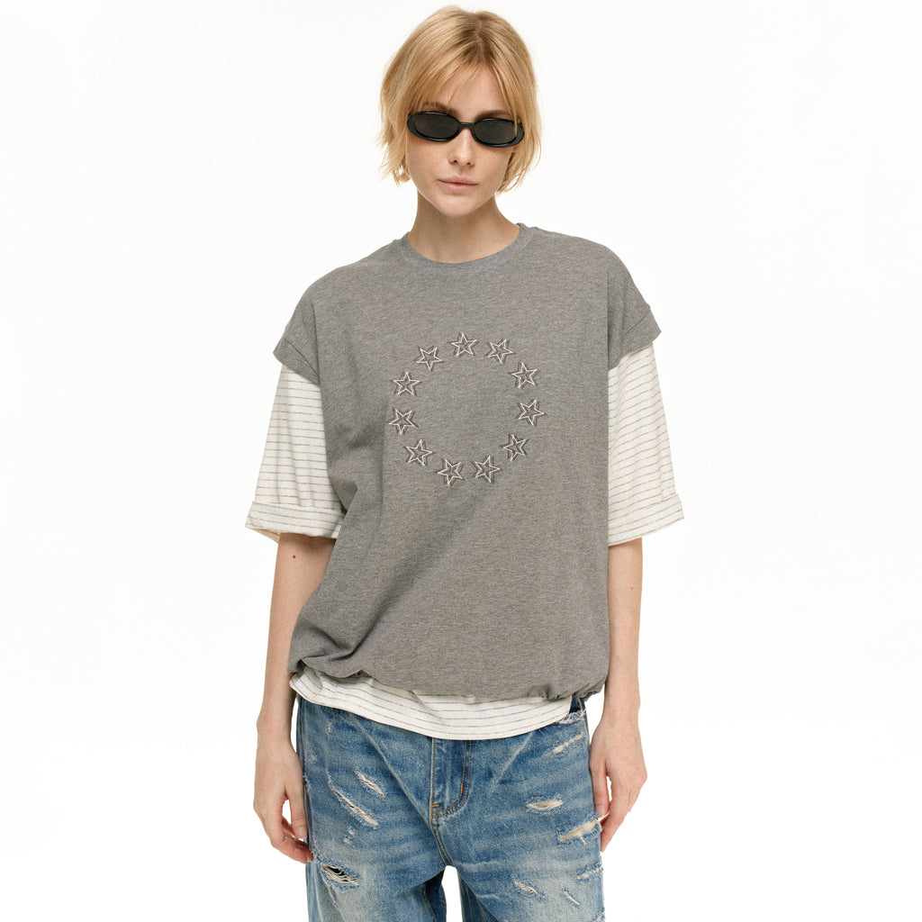 MADWITCH FAUX LAYER STAR TEE #T636