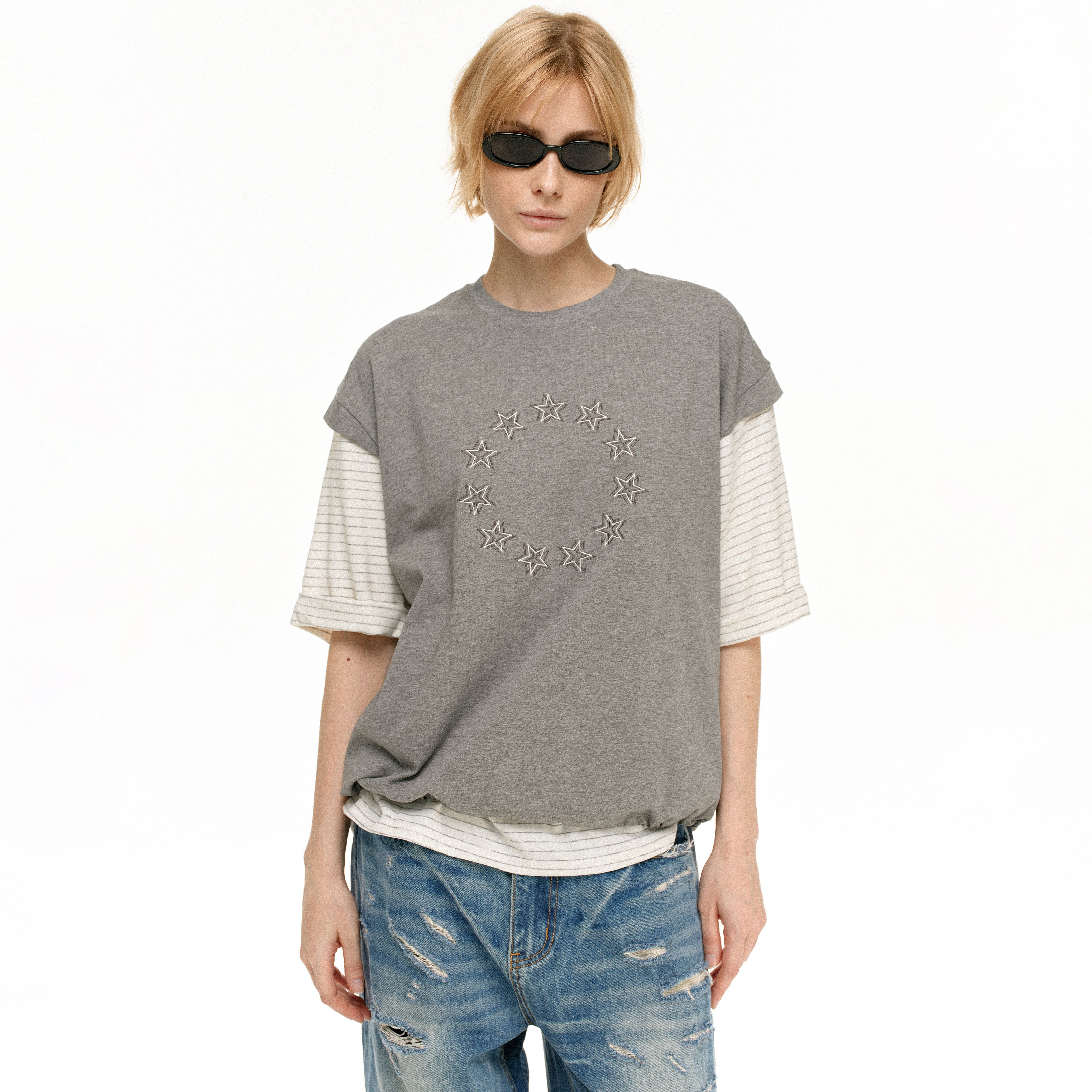 MADWITCH FAUX LAYER STAR TEE #T636