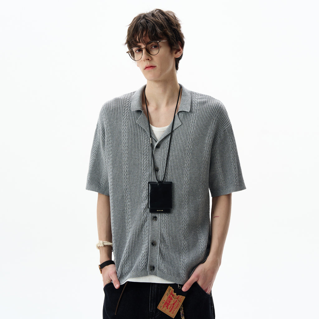 MADWITCH OLD MONEY CABLE KNIT SHIRT #68827