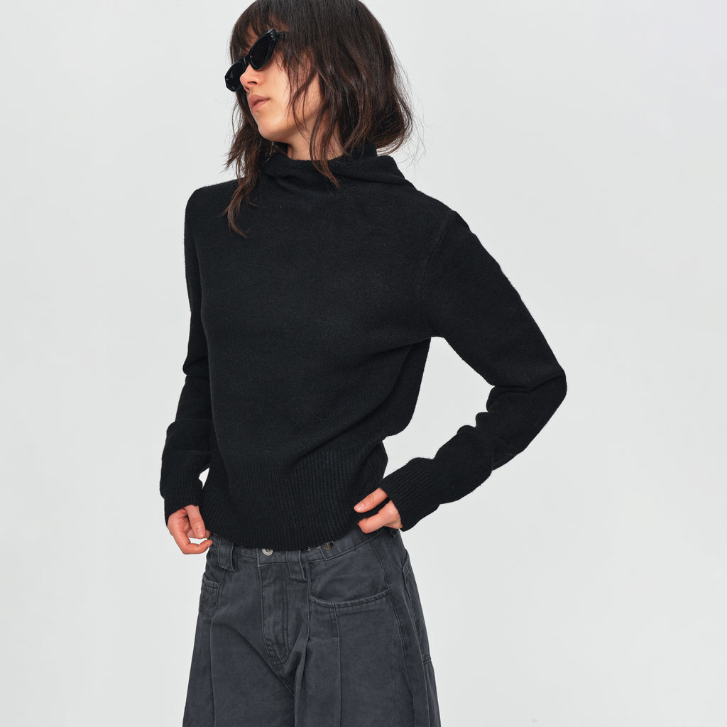 MADWITCH CROPPED SLOUCHY-HOOD KNIT SWEATER #MYC025