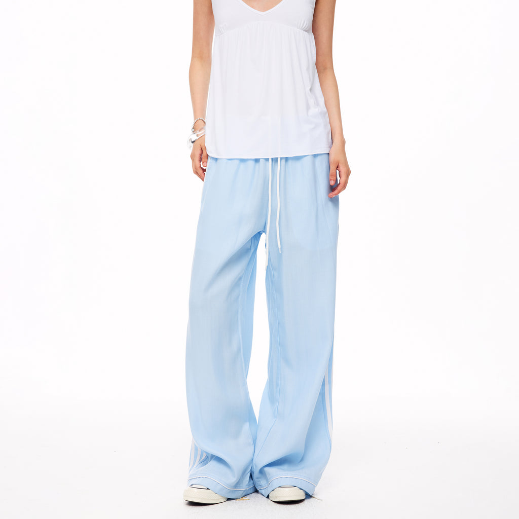 MADWITCH STRIPED LYOCELL-LINEN WIDE-LEG PANTS #CK61057